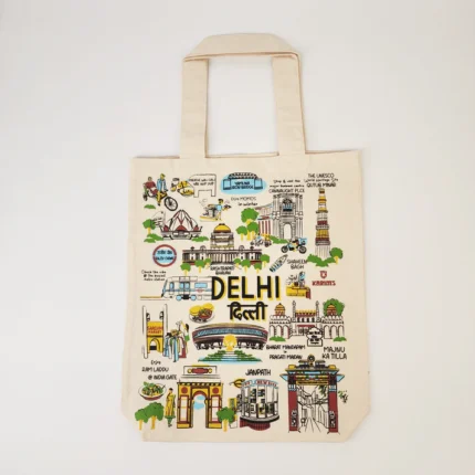Delhi Illustrated Canvas Tote Bag
